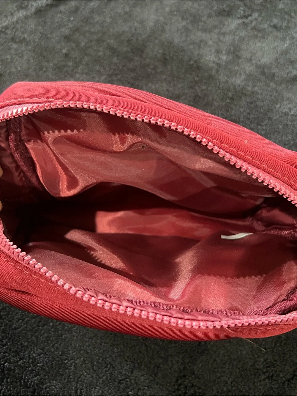 Sephora maroon Quilted Cosmetic Pouch with Gold Zipper